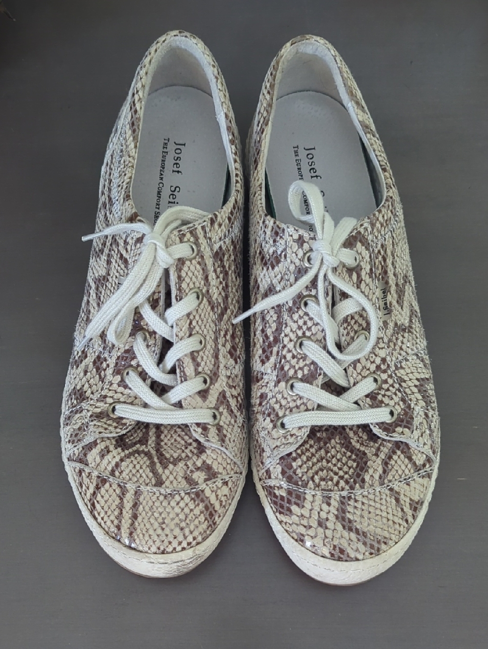 Josef Seibel Women's Snake-Print Sneakers in Beige and Brown